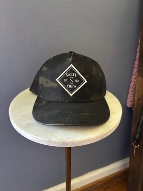 Salty Crew Black Camo Patch Trucker Hat